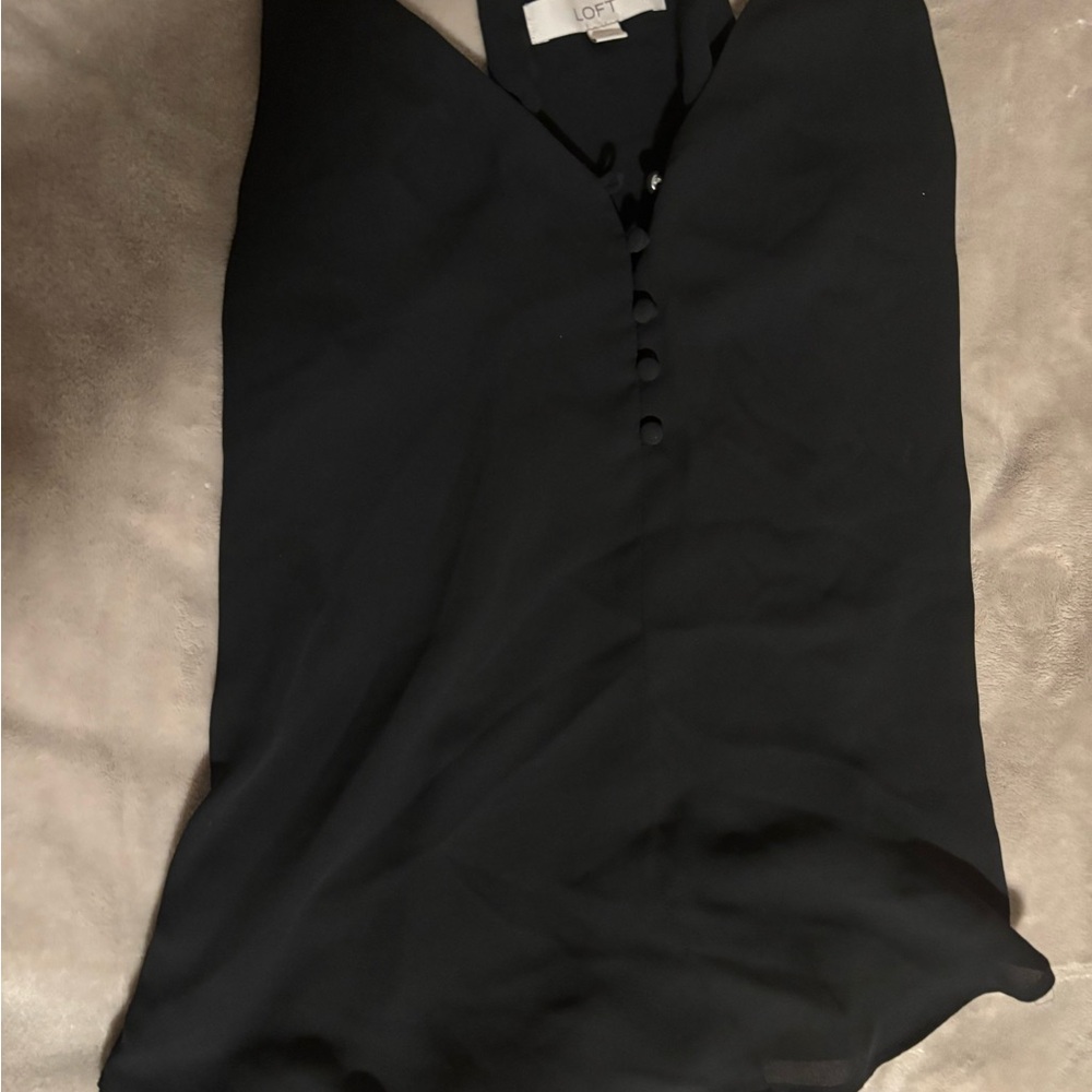 LOFT Elegant Black V-Neck Blouse